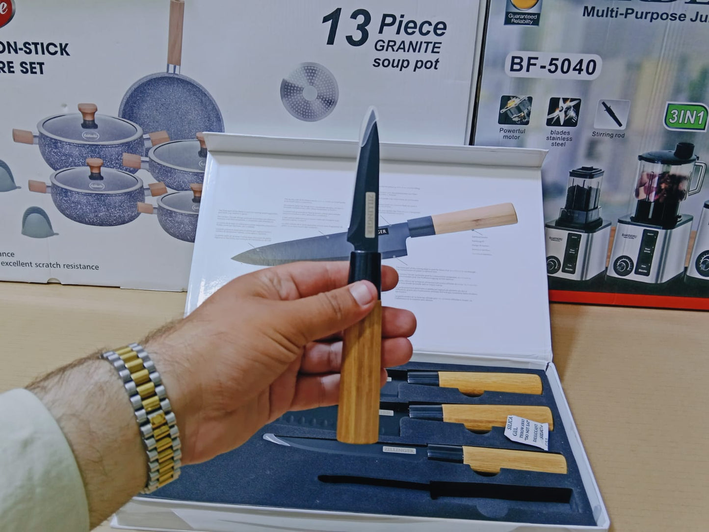 Bamboo Handles kitchen Knife Set 4