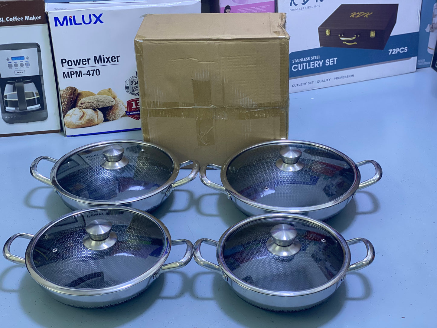 Laser coating Non stick Shallow Handi type 4 pieces