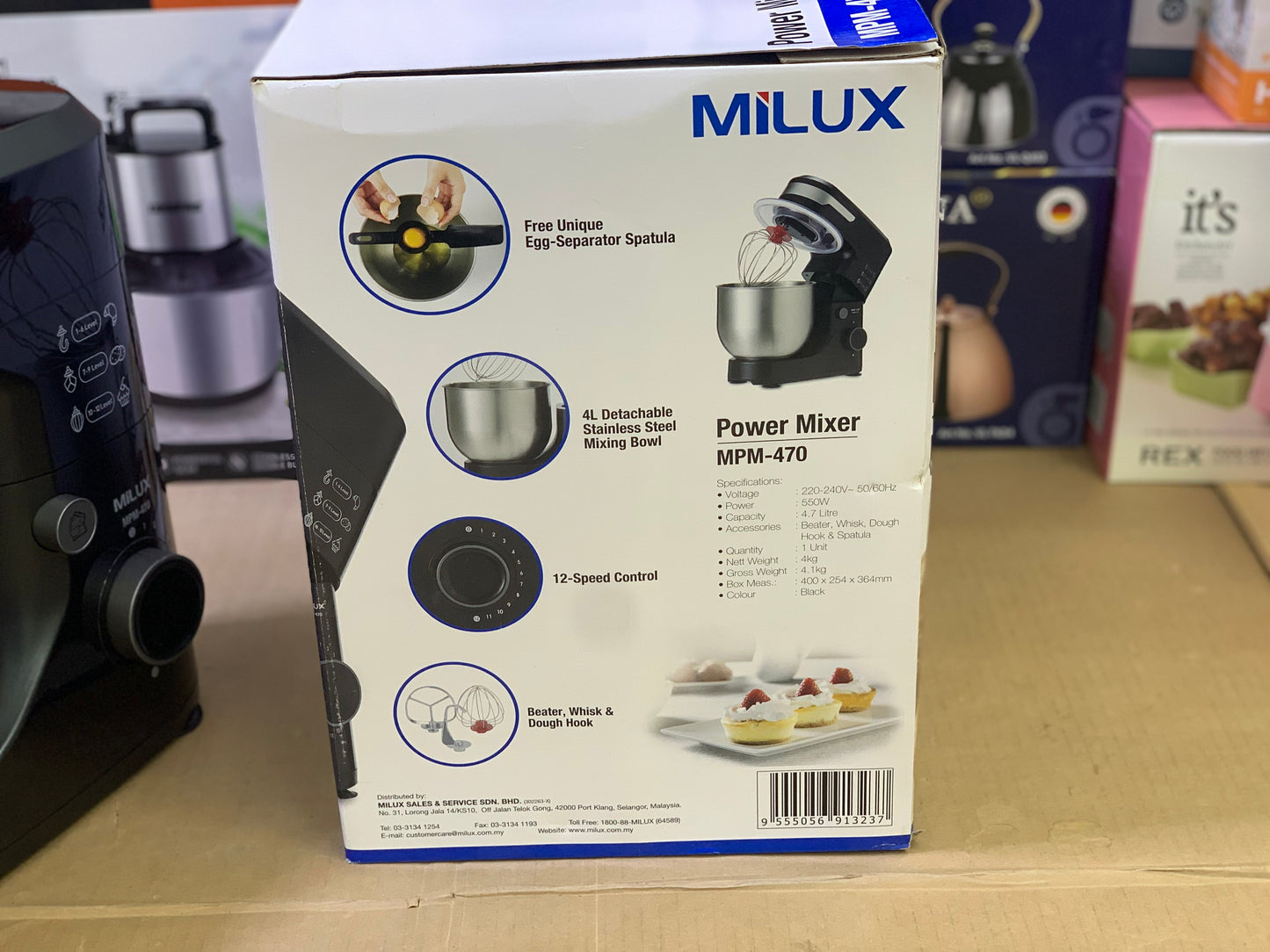 Milux Stand Mixer 550w and 4L