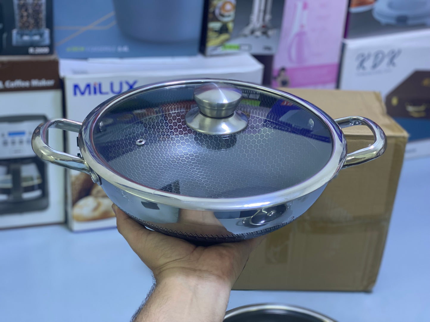 Laser coating Non stick Shallow Handi type 3 pieces