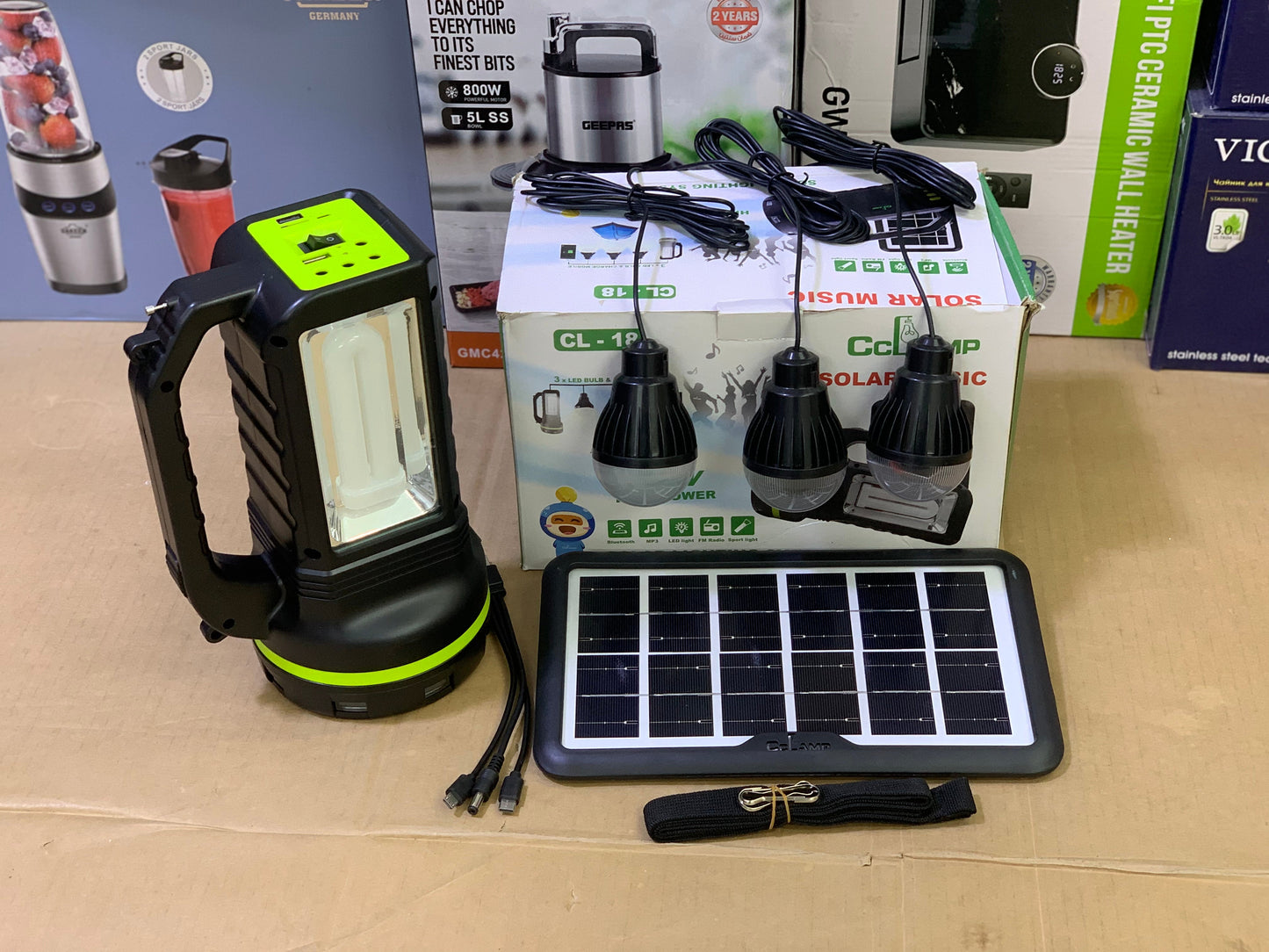 Solar lighting system with 3 Detachable light & mp3 Speaker | Model CL-13