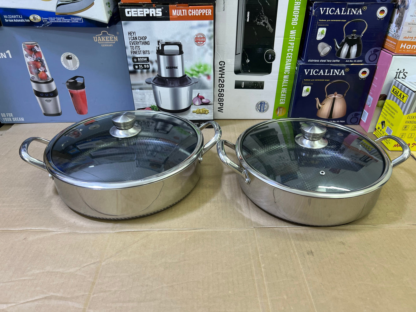 Laser coating shallow casserole 32cm and 34cm Jumbo sizes