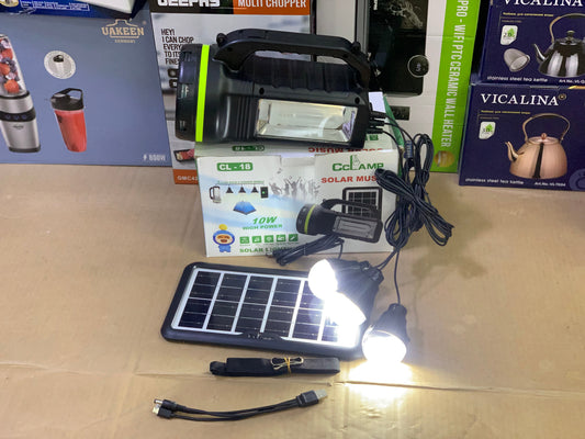 Solar lighting system with 3 Detachable light & mp3 Speaker | Model CL-13