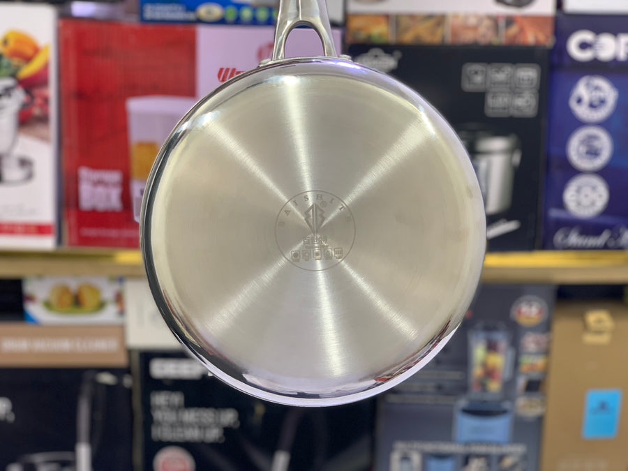 Heavy Weighted HoneyComb Pattern Stainless Steel Frypan with Lid 30cm