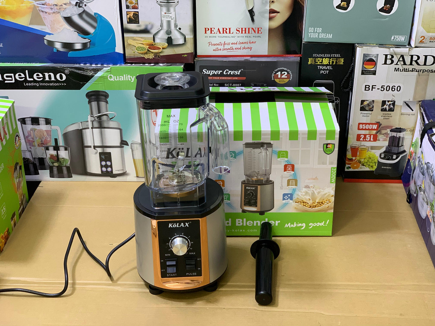 Kolax High speed Blender 2L Jug 32000rpm Speed 3200w
Unbreakable Jug