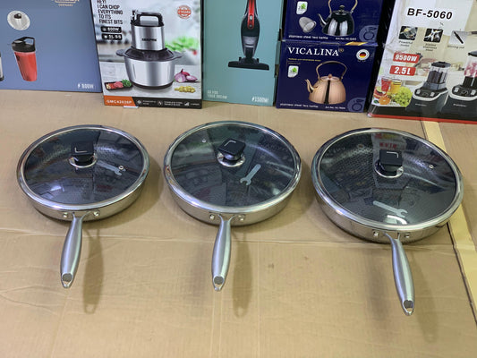 Laser Coated Frying Pan with Lid and Special Handle Opening key