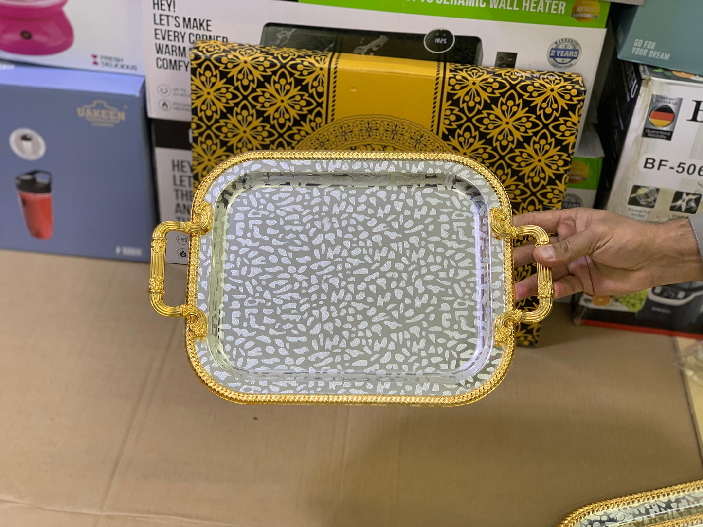 Kitchen Tray Silver and Golden 3 pieces