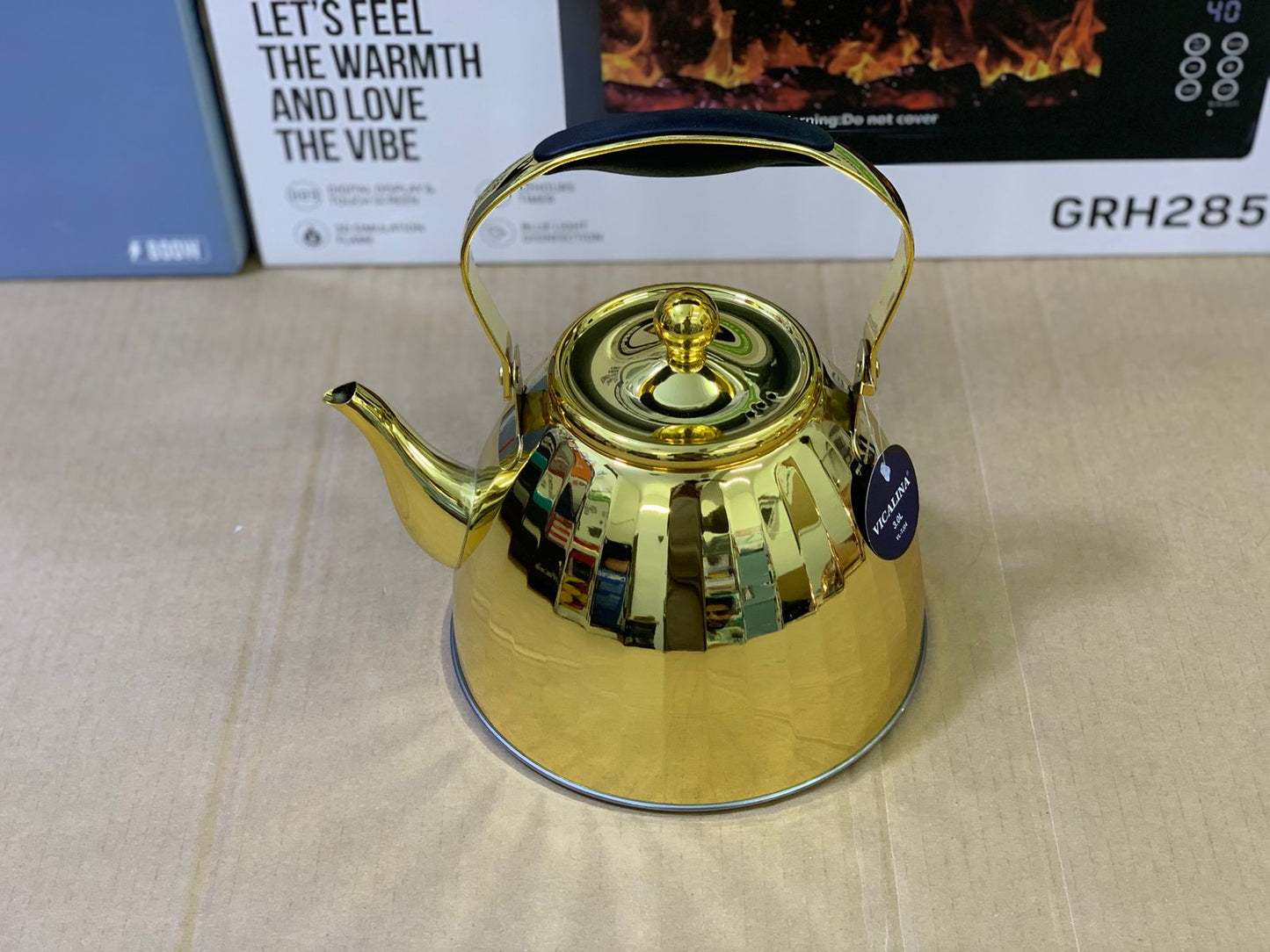 Vicalina brand Stainless steel Tea Kettles Golden,Metal and Black