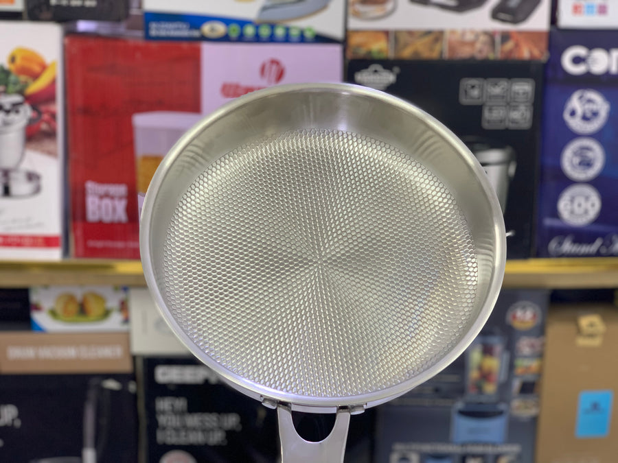 Heavy Weighted HoneyComb Pattern Stainless Steel Frypan with Lid 30cm