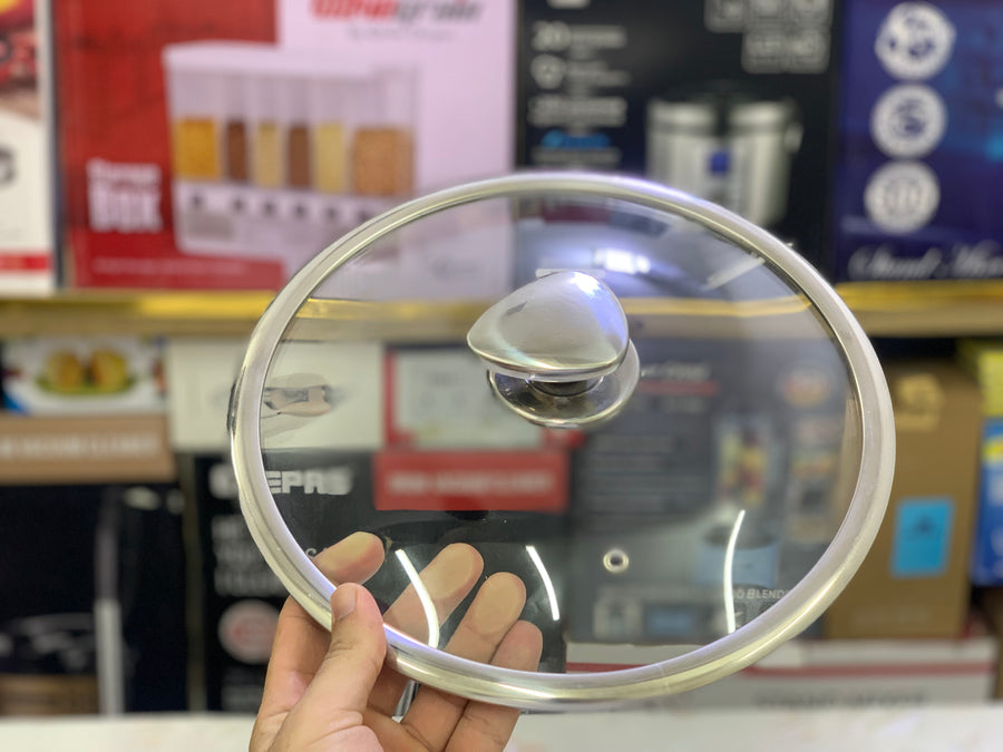 Heavy Weighted HoneyComb Pattern Stainless Steel Frypan with Lid 30cm