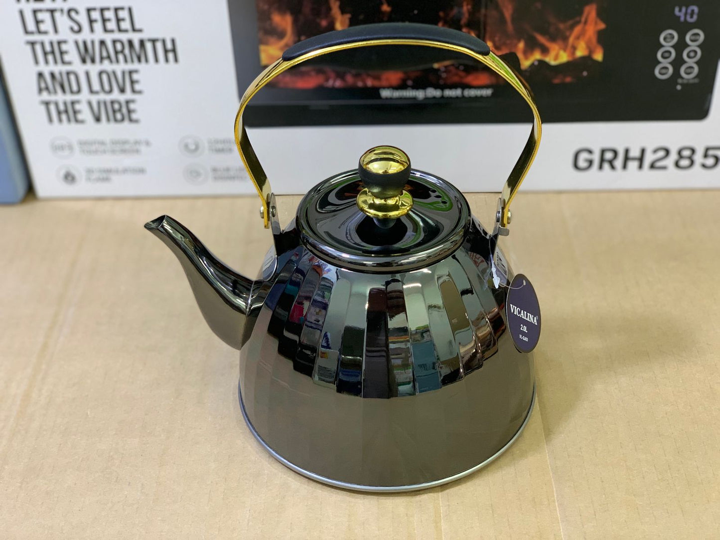 Vicalina brand Stainless steel Tea Kettles Golden,Metal and Black
