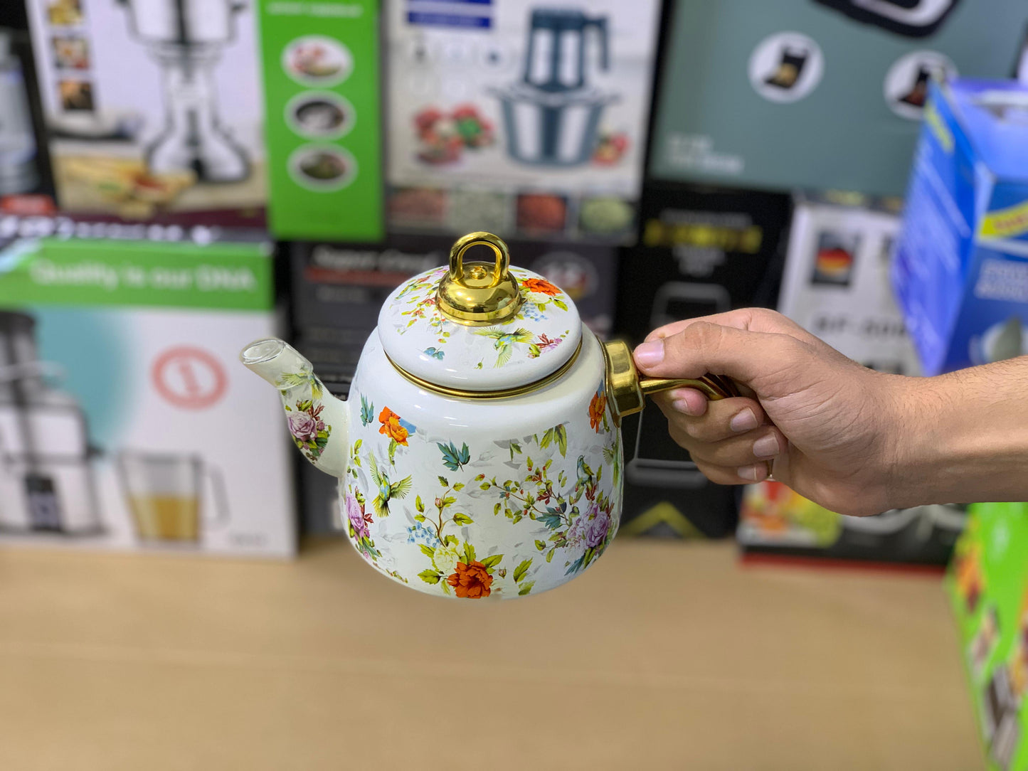 Enamel Coating Stylish Tea Kettles Two Pieces