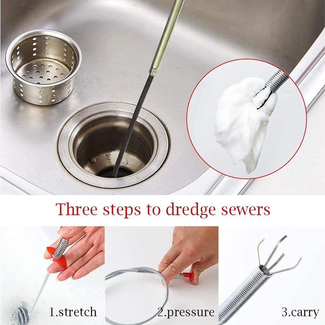 Drain Cleaning Stick Tool Wire Sink Cleaning Hook Cleaning Clog Clogged Drain for Multipurpose Kitchen Bathroom Sink Toilet