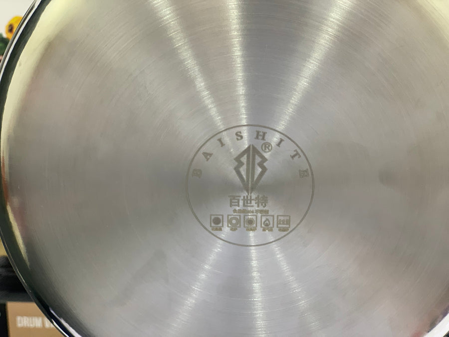 Heavy Weighted HoneyComb Pattern Stainless Steel Frypan with Lid 30cm