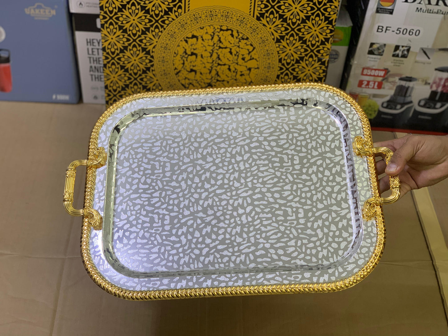 Kitchen Tray Silver and Golden 3 pieces