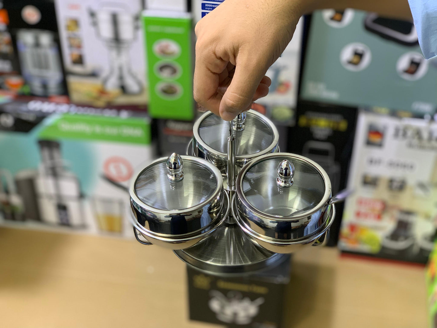 Seasoning Tank 9cm pot Stainless steel with tea Spoon | Spice Rack